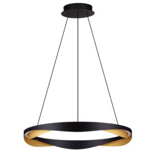 Černo-zlaté kovové závěsné LED světlo Nova Luce Radon 65 cm